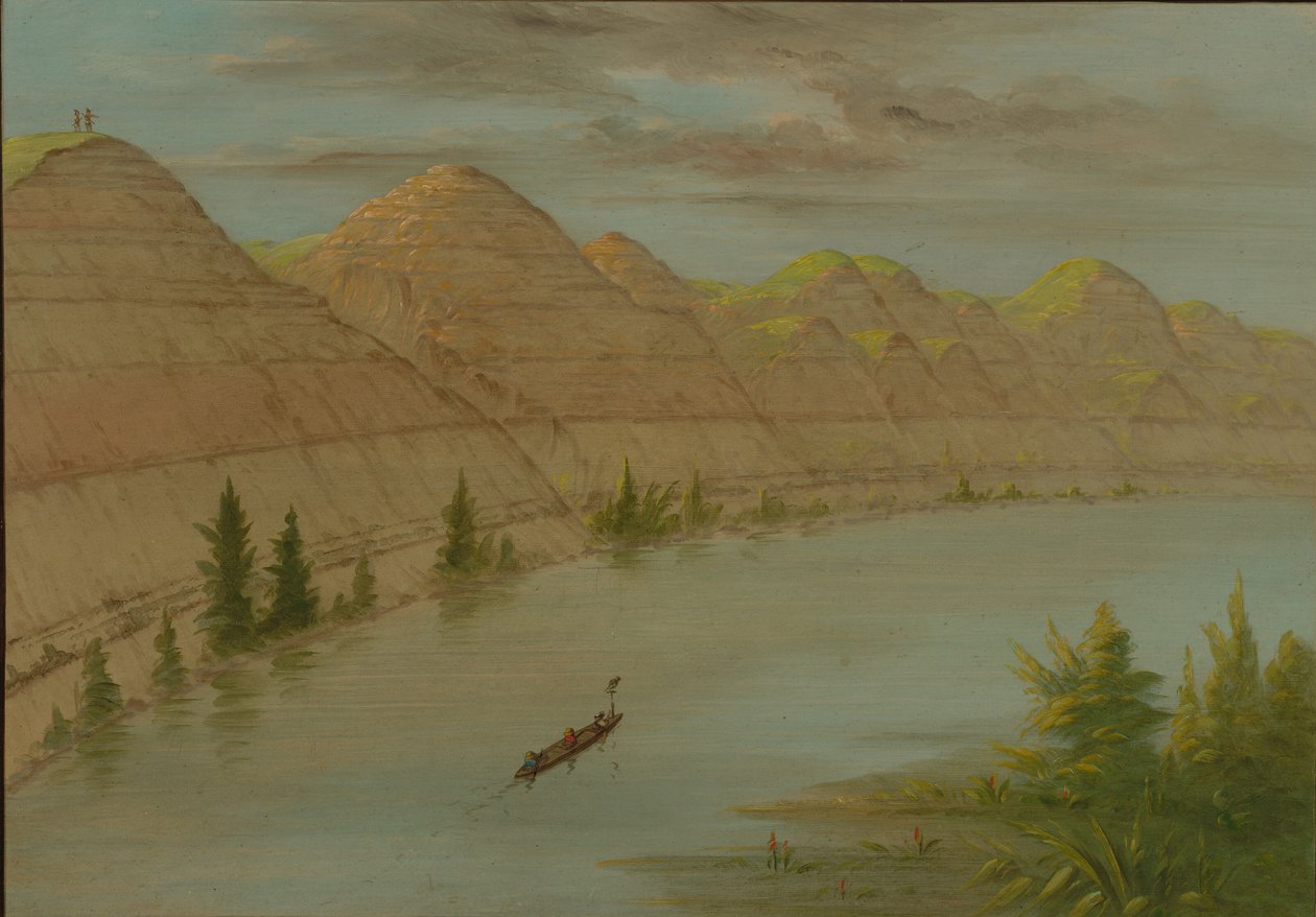 Pohled na Grand Detour, Upper Missouri, 18611869. od George Catlin