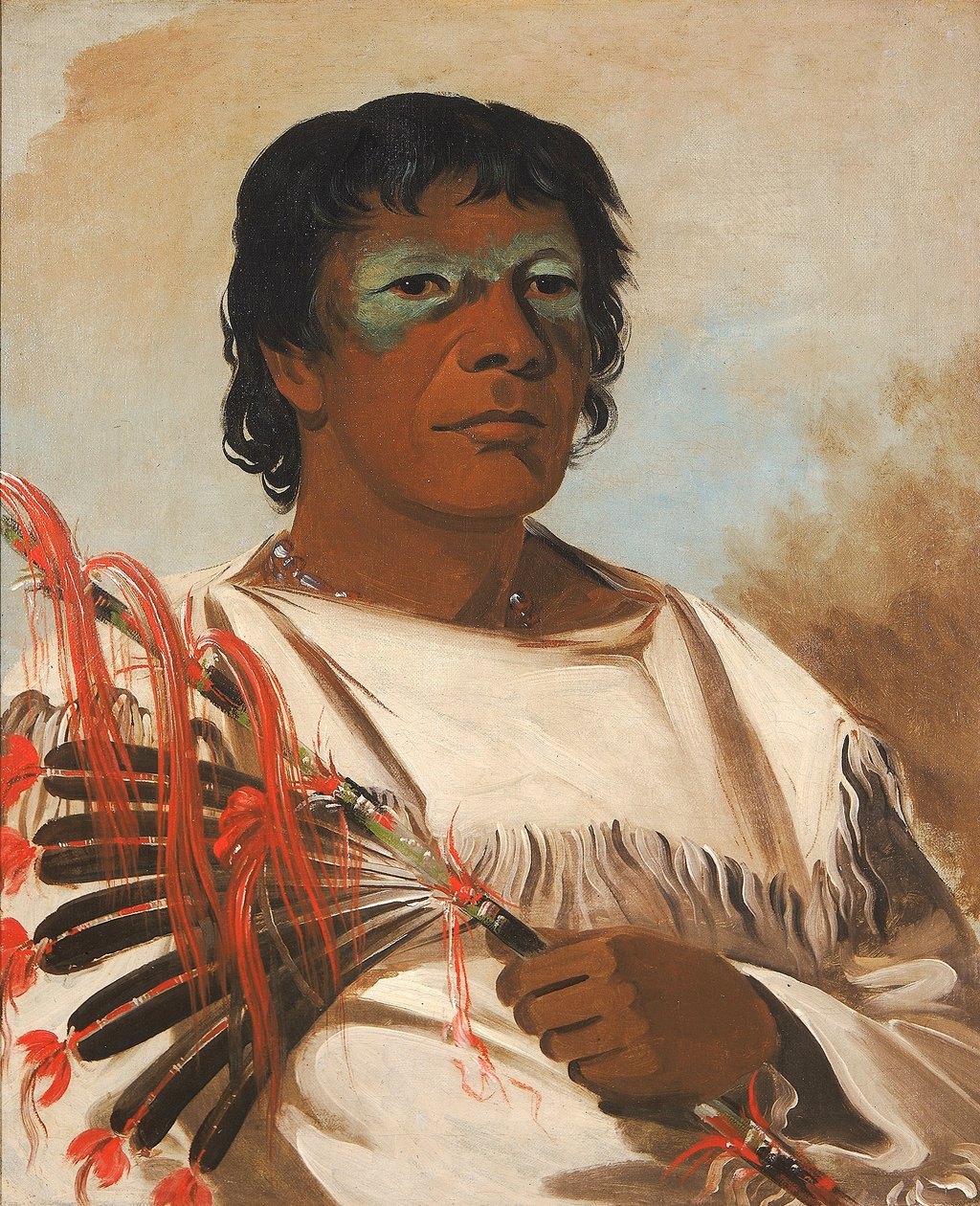 Wah-pe-kée-suck, White Cloud (zvaný Prorok), poradce Black Hawka od George Catlin