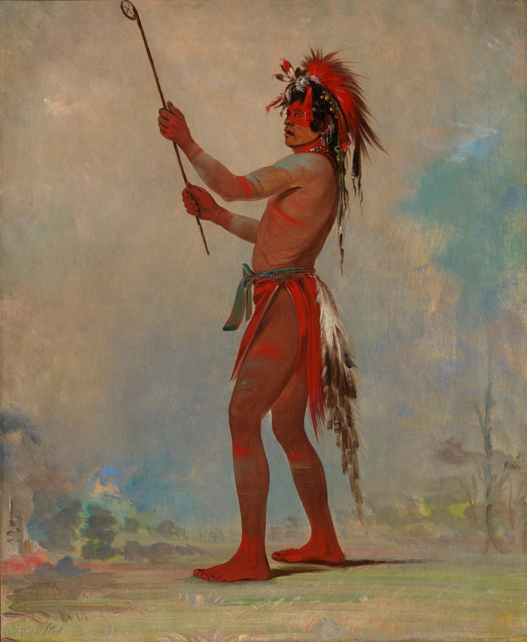We-chúsh-ta-dóo-ta, Červený muž, význačný hráč míče od George Catlin