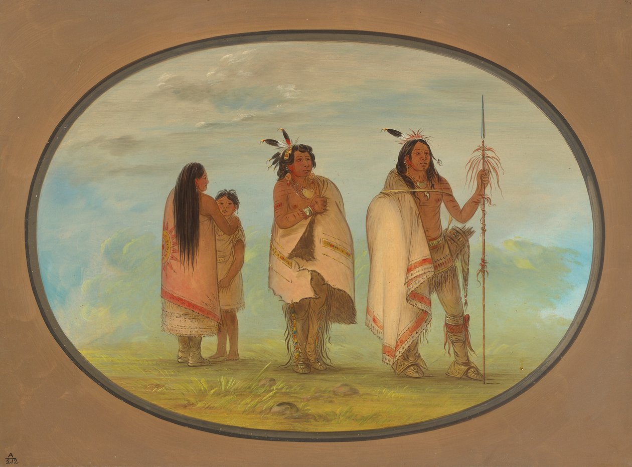 Weeco Chief, jeho manželka a bojovník, 18611869. od George Catlin