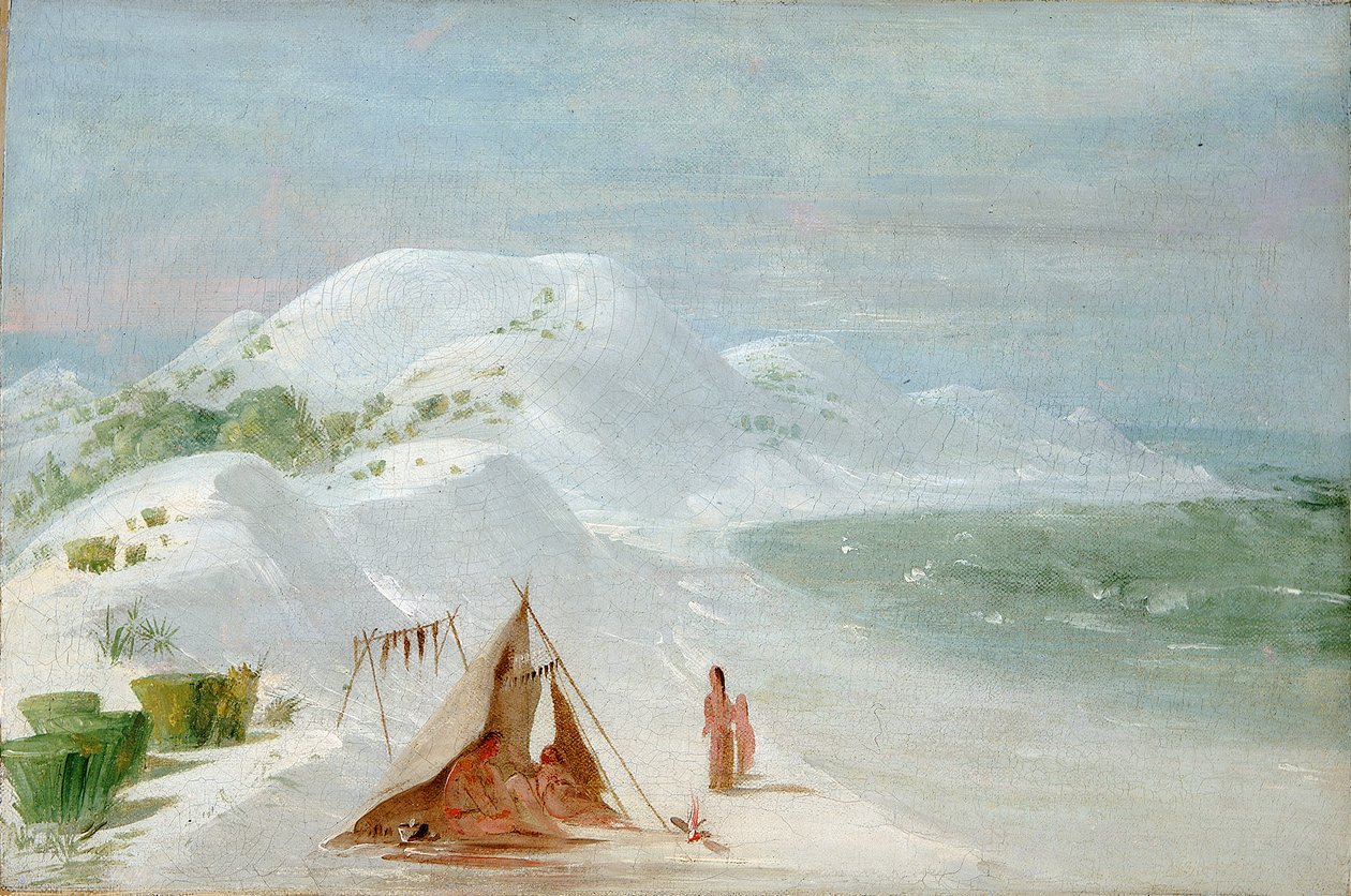 Bílé písečné útesy na ostrově Santa Rosa poblíž Pensacoly od George Catlin