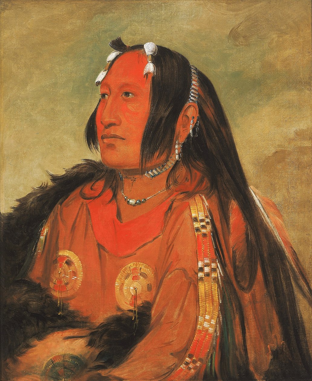 Wi-jún-jon, Hlava holubího vejce (Světlo), význačný mladý bojovník od George Catlin