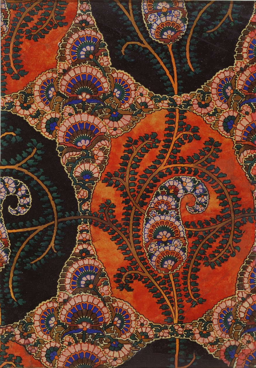 Návrh látky pro šály Paisley, cca 1871 od George Charles Haite