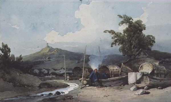 Boat Dwellings, Macao, Čína od George Chinnery