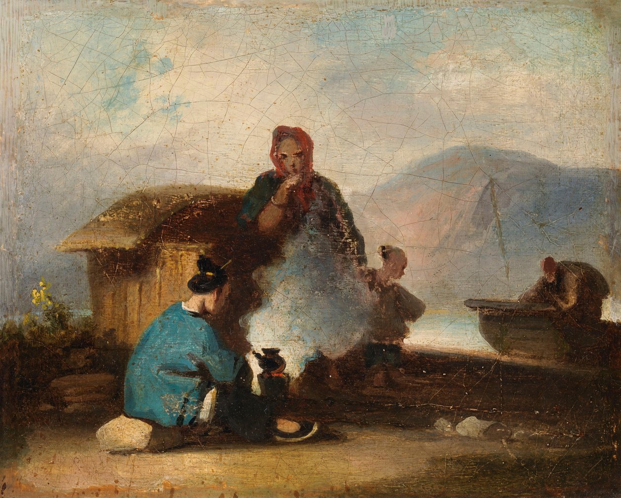 Čínská scéna, ženy připravující čaj od George Chinnery