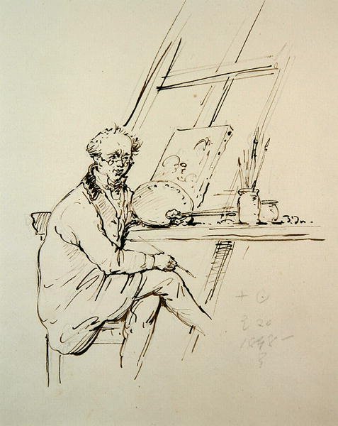 Autoportrét (pero a inkoust na papíře) od George Chinnery