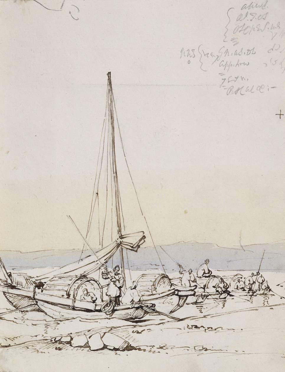 Tanka Boats na pobřeží, od George Chinnery