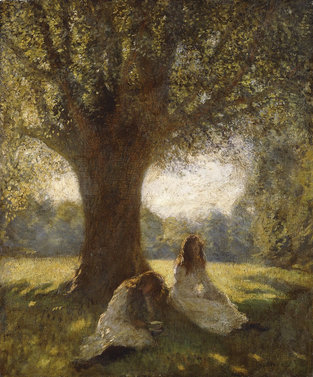 A Shady Spot, cca 1920 (olej na plátně) od George Clausen