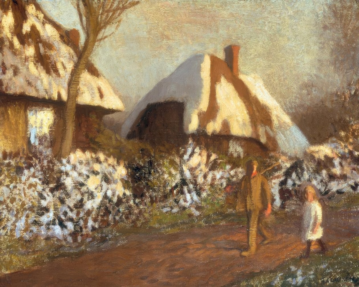 Chaty za mrazivého večera od George Clausen