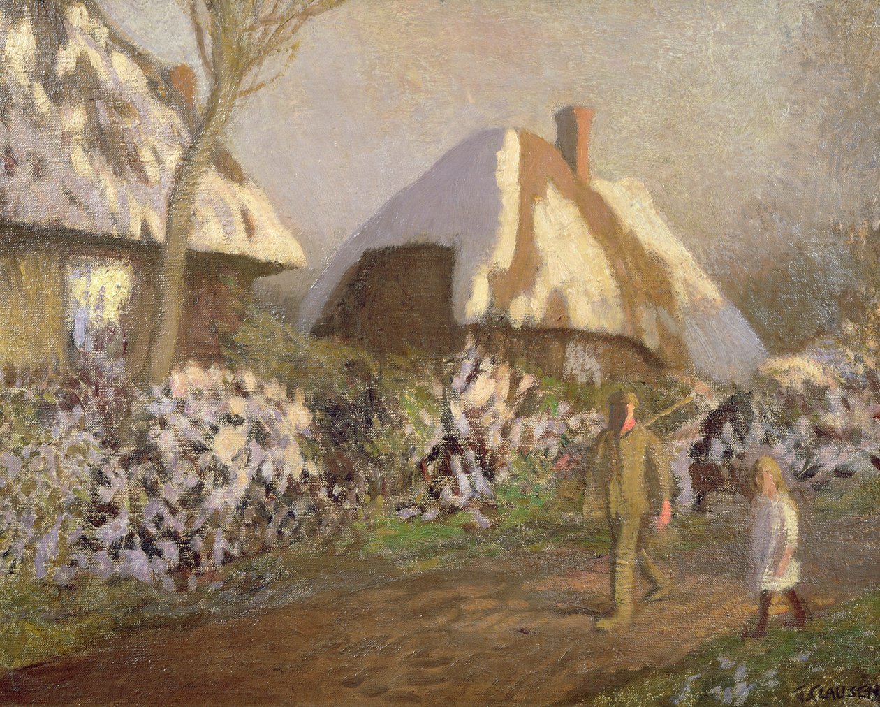 Chaty v mrazivém odpoledni od George Clausen
