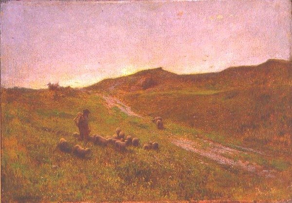 Večer na vřesovišti (olej na plátně) od George Clausen