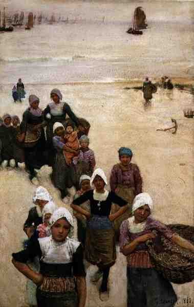 Fisher Girls na pláži od George Clausen