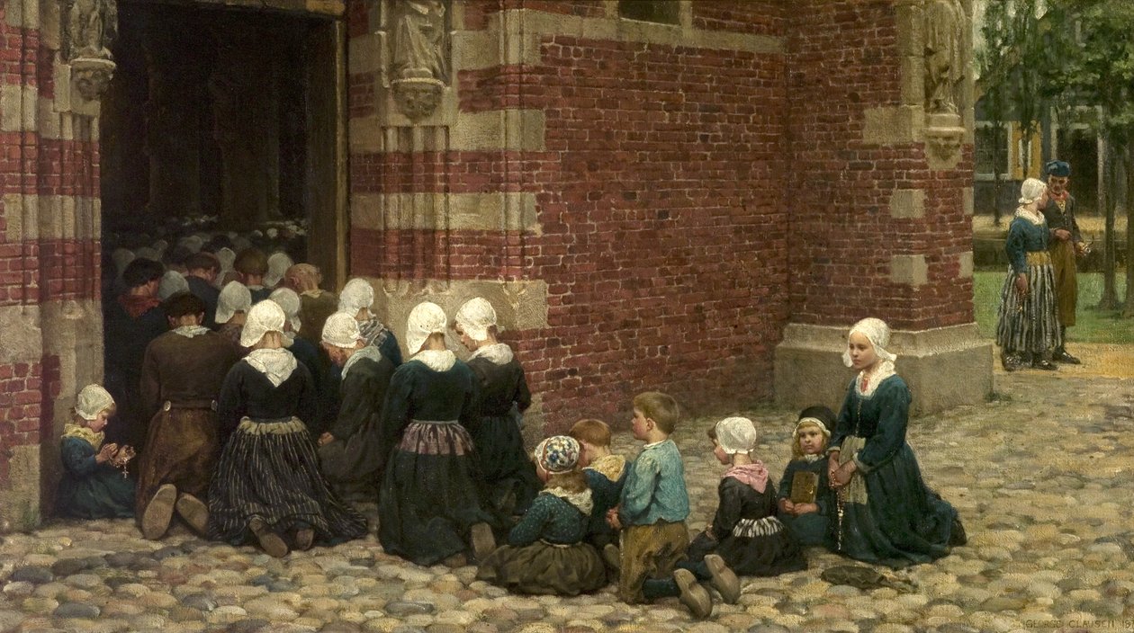 Vysoká mše v rybářské vesnici na Zuyder Zee, Holandsko, 1876 od George Clausen