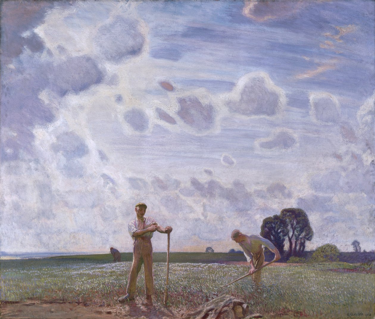 „Na polích v červnu“, 1914 od George Clausen