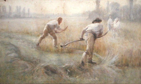 Scything (akvarel na papíře) od George Clausen