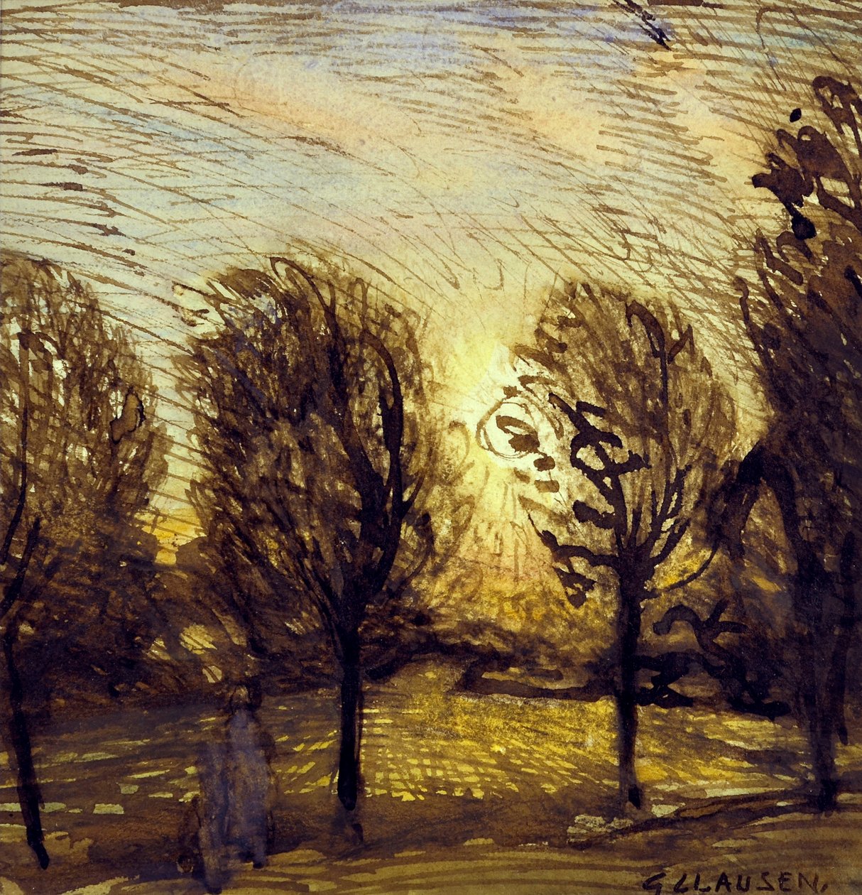 Bez názvu [Studie stromů] (akvarel) od George Clausen