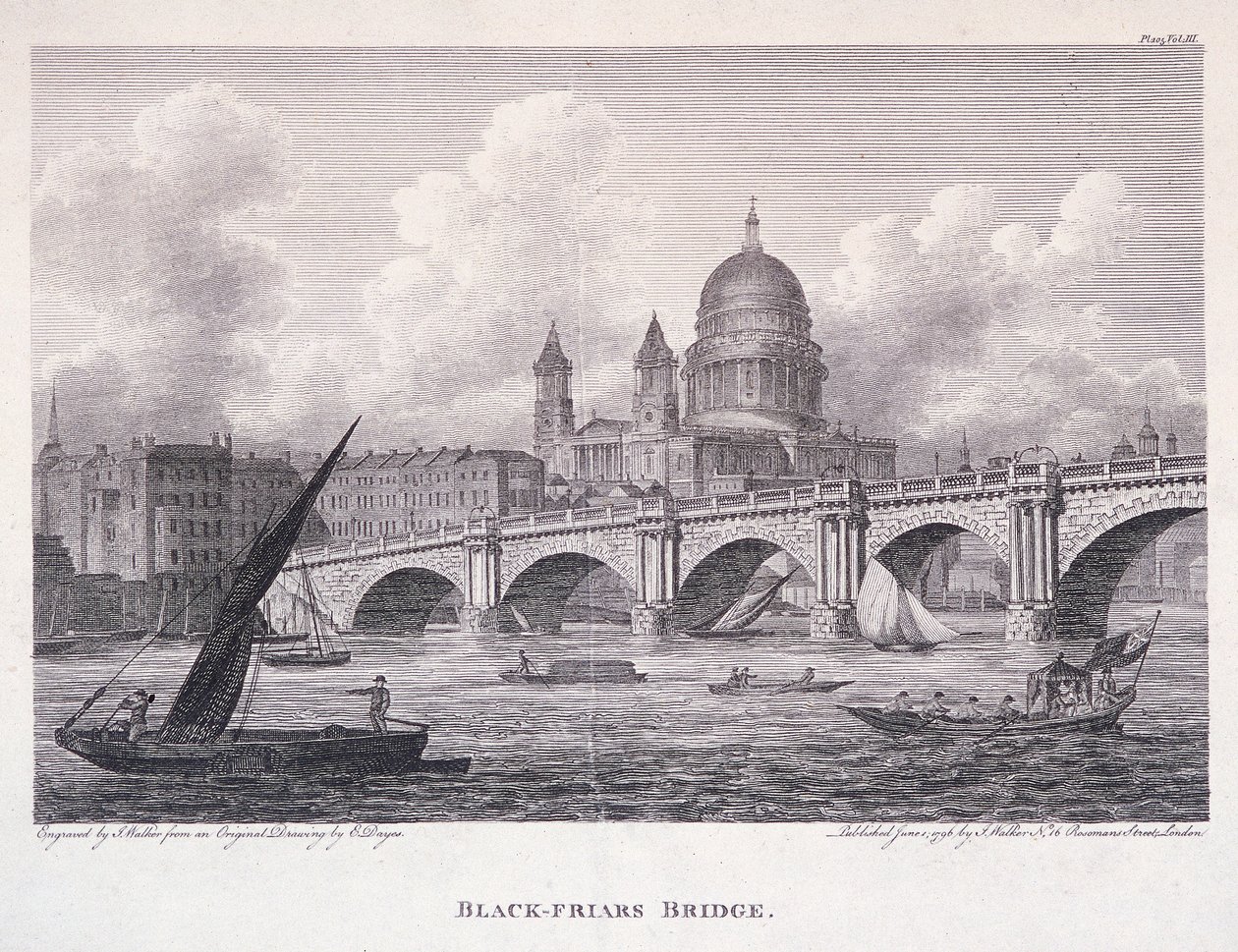 Blackfriars Bridge, Londýn, 1827 od George Cooke