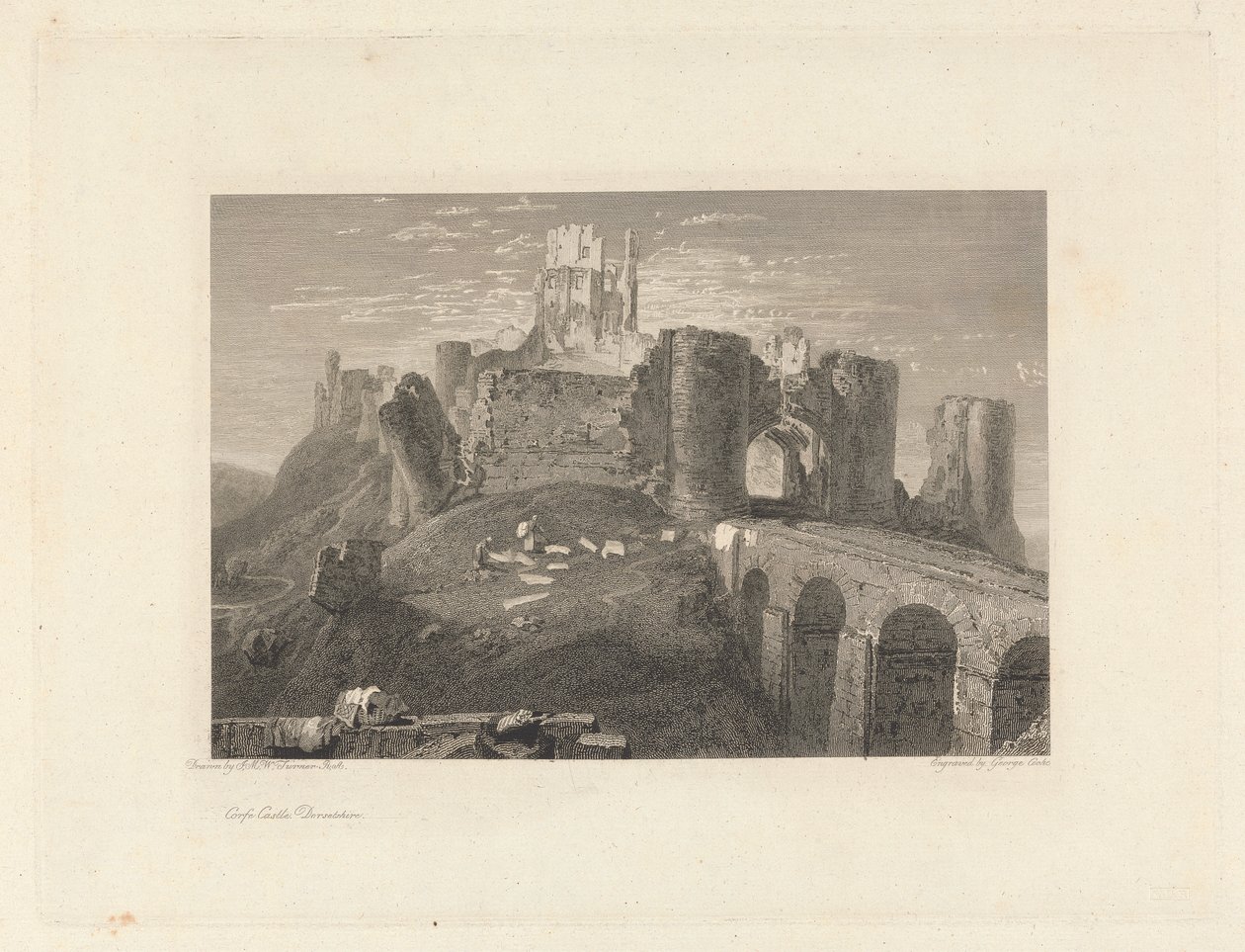 Hrad Corfe, Dorsetshire od George Cooke