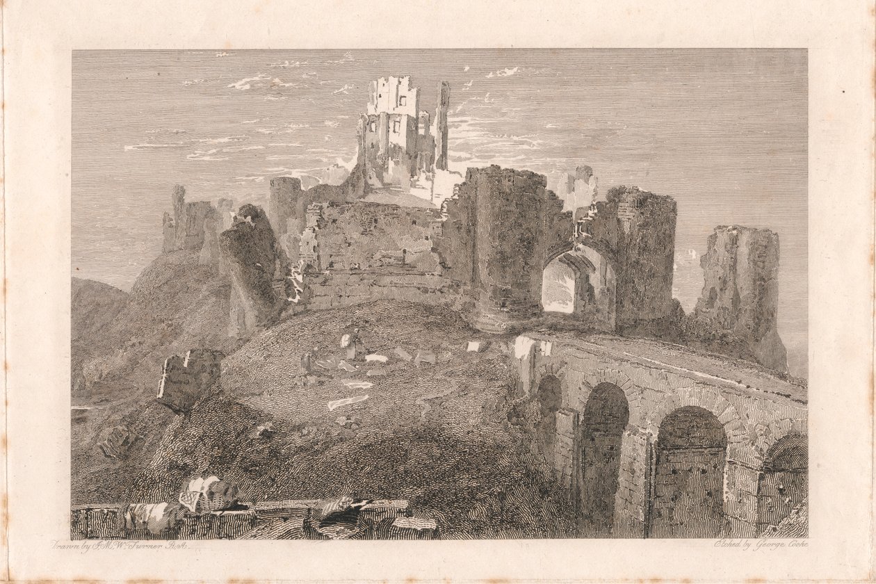 Hrad Corfe, Dorsetshire od George Cooke