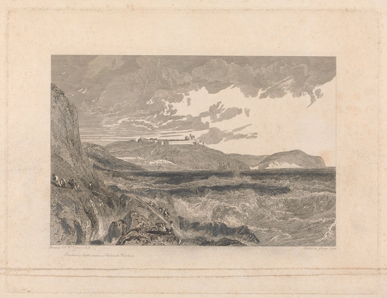 Hrad Pendennis a vstup do přístavu Falmouth od George Cooke