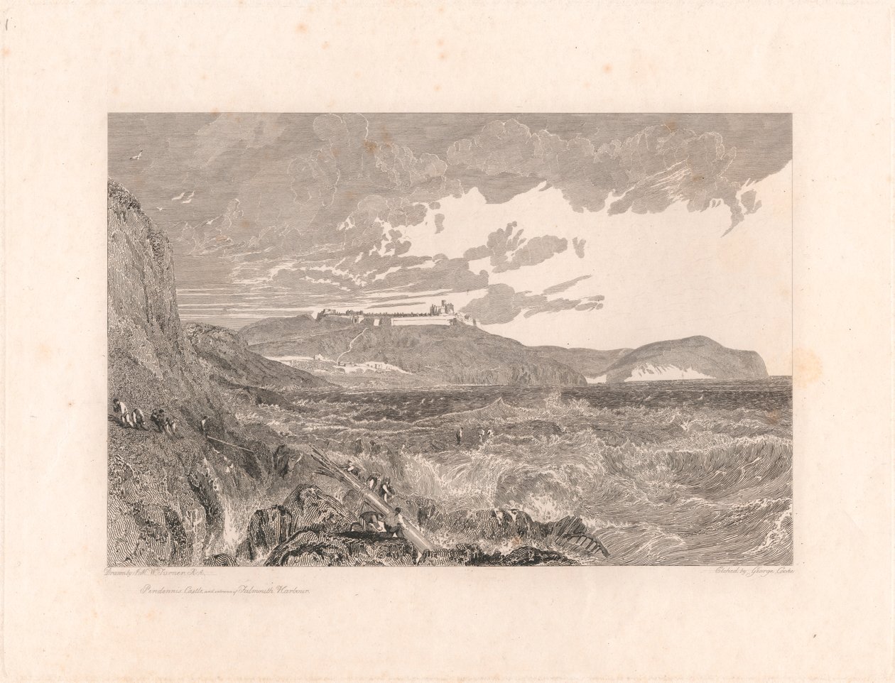 Hrad Pendennis a vstup do přístavu Falmouth od George Cooke