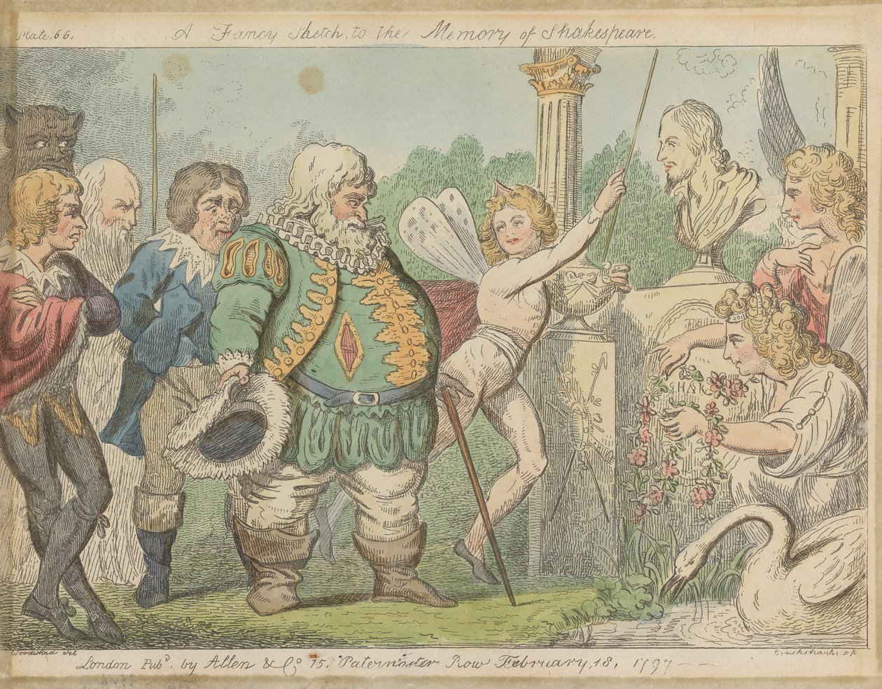 Efektní náčrt k Paměť Shakespeara od George Cruikshank