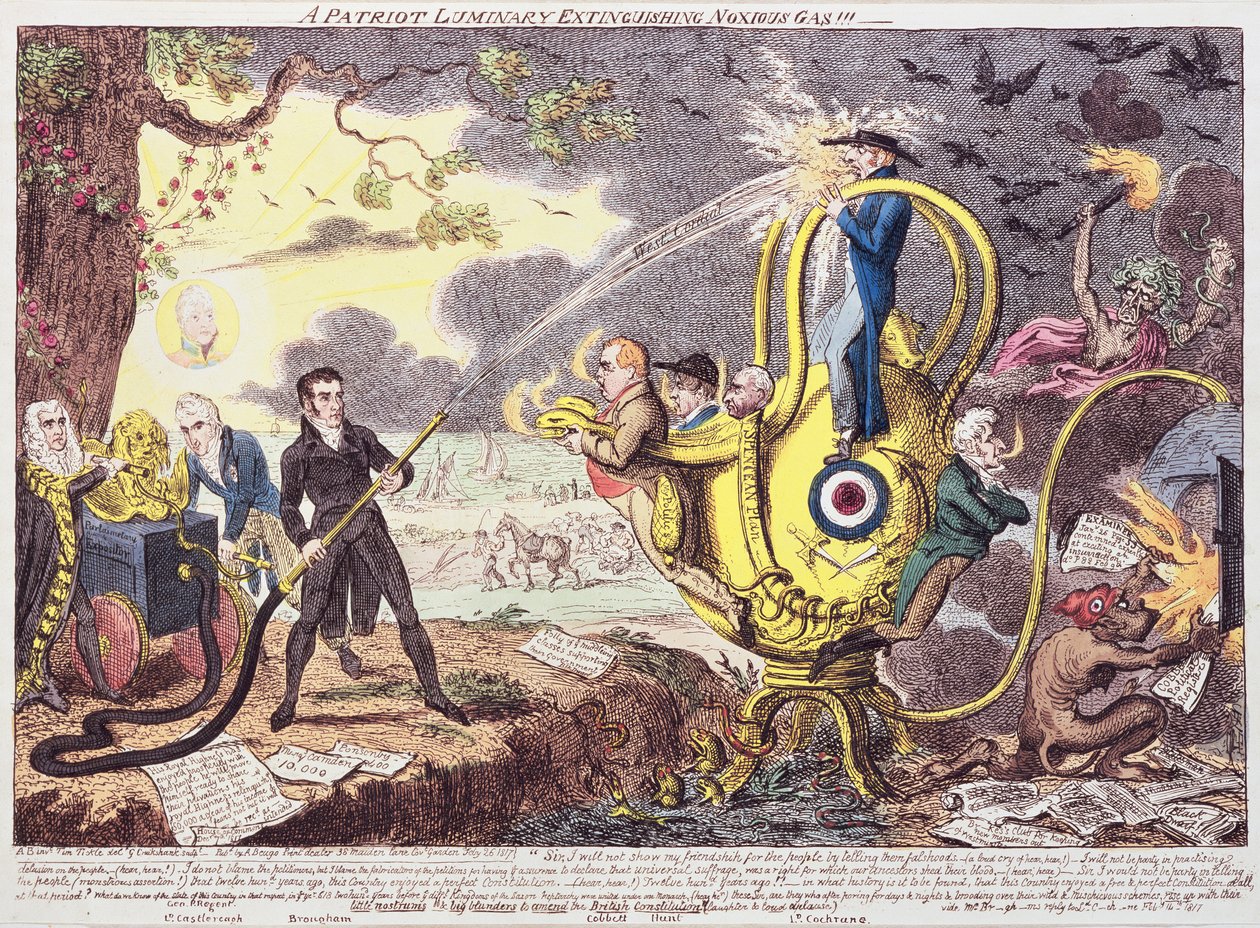 Patriot Luminary hasící škodlivý plyn!!! 1817 od George Cruikshank