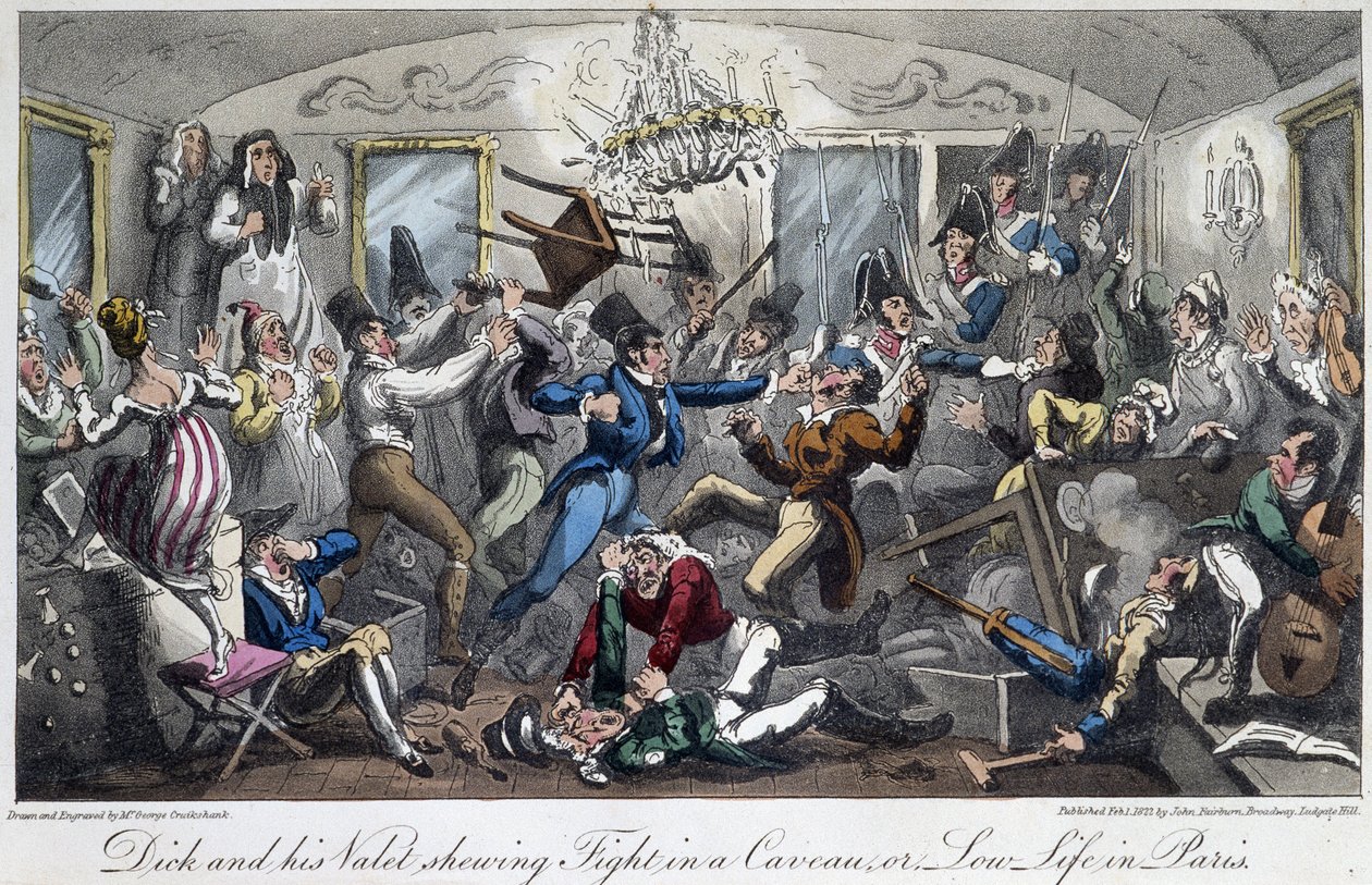 Boj ve sklepení města - v „Life in Paris“ od Davida Careyho, Londýn od George Cruikshank