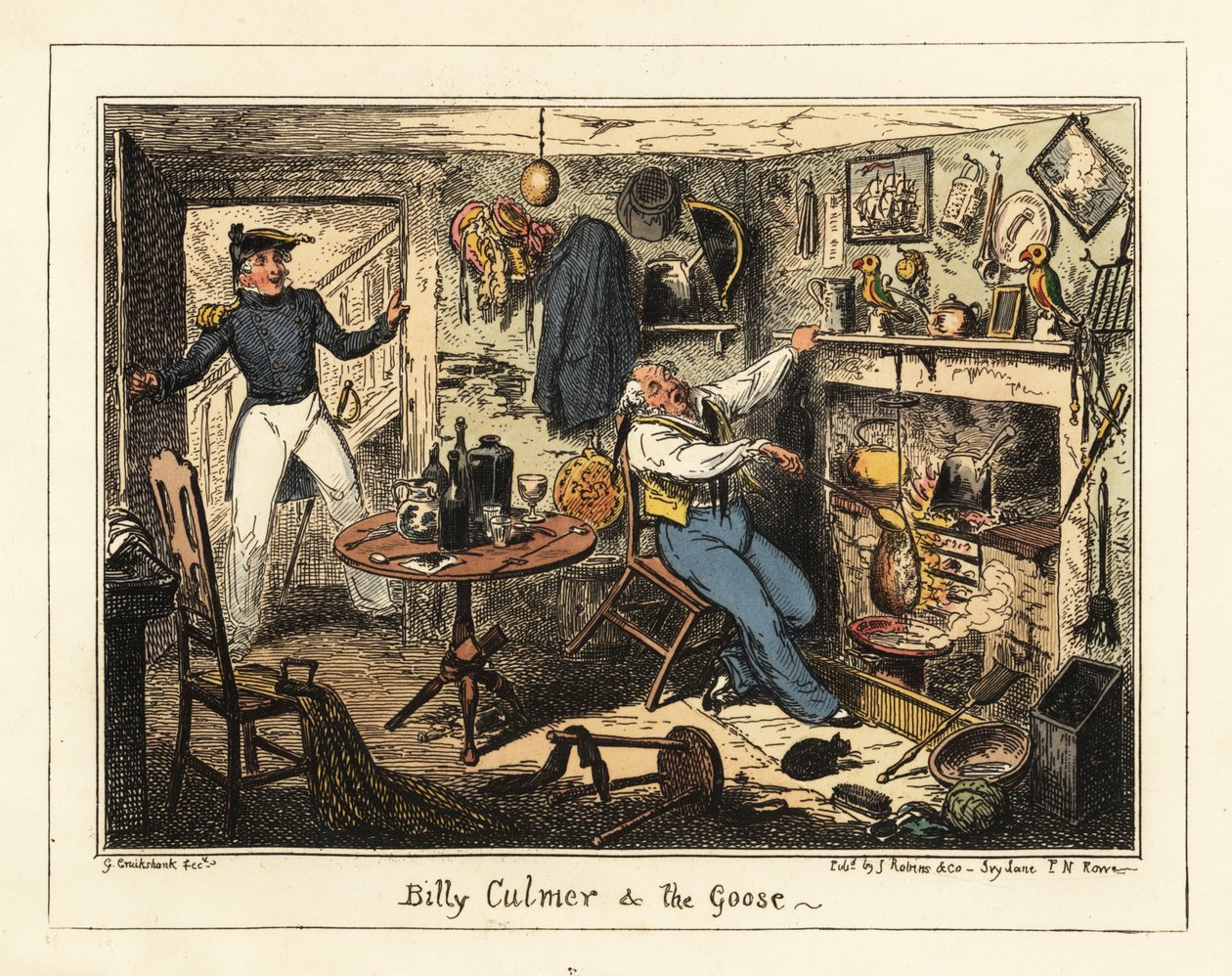 Námořní poručík povolává starého praporčíka do služby, 1826 (litografie) od George Cruikshank
