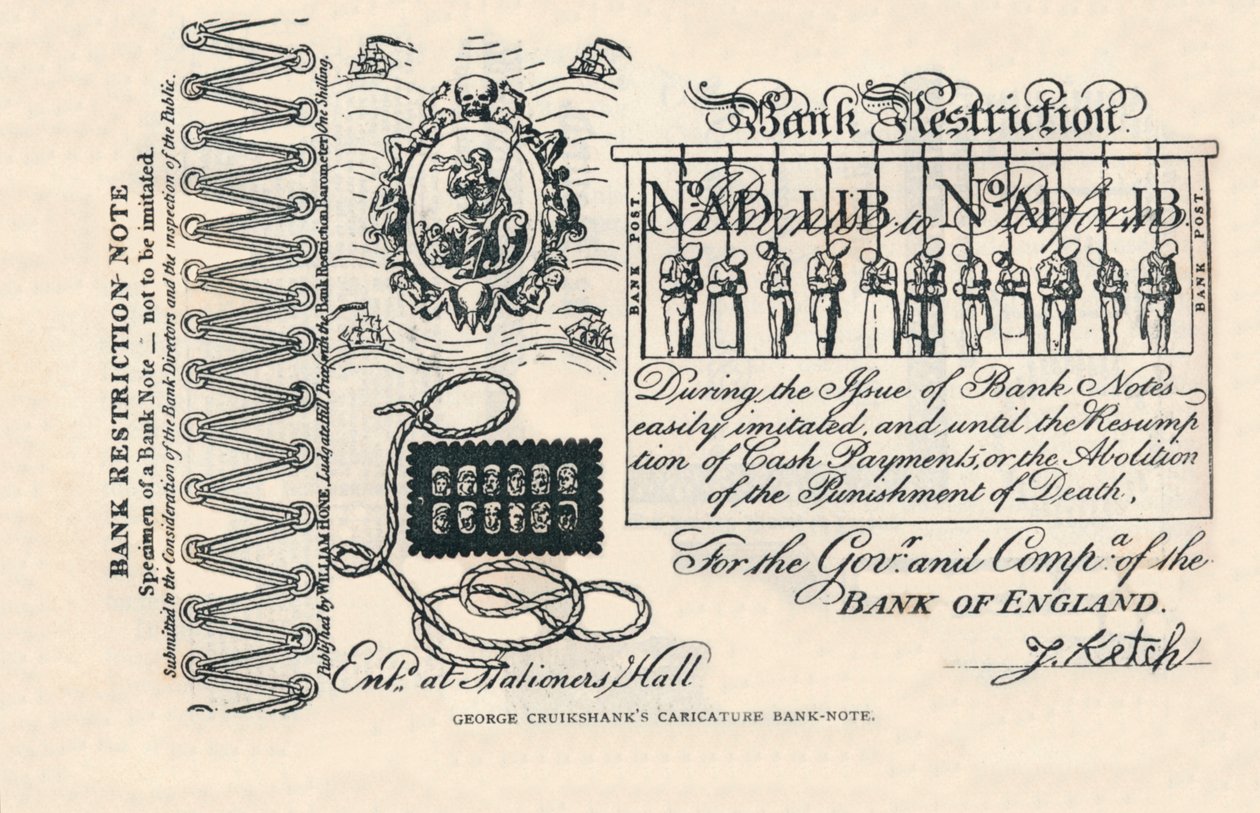 Satirická bankovka: zločin, trest a protest, 1819 1894 od George Cruikshank