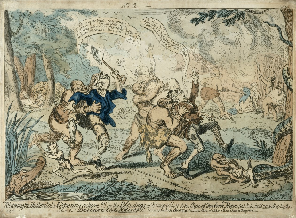 All Among the Hottentots Capering Ashore..., vydáno 7. září 1819 od George Cruikshank