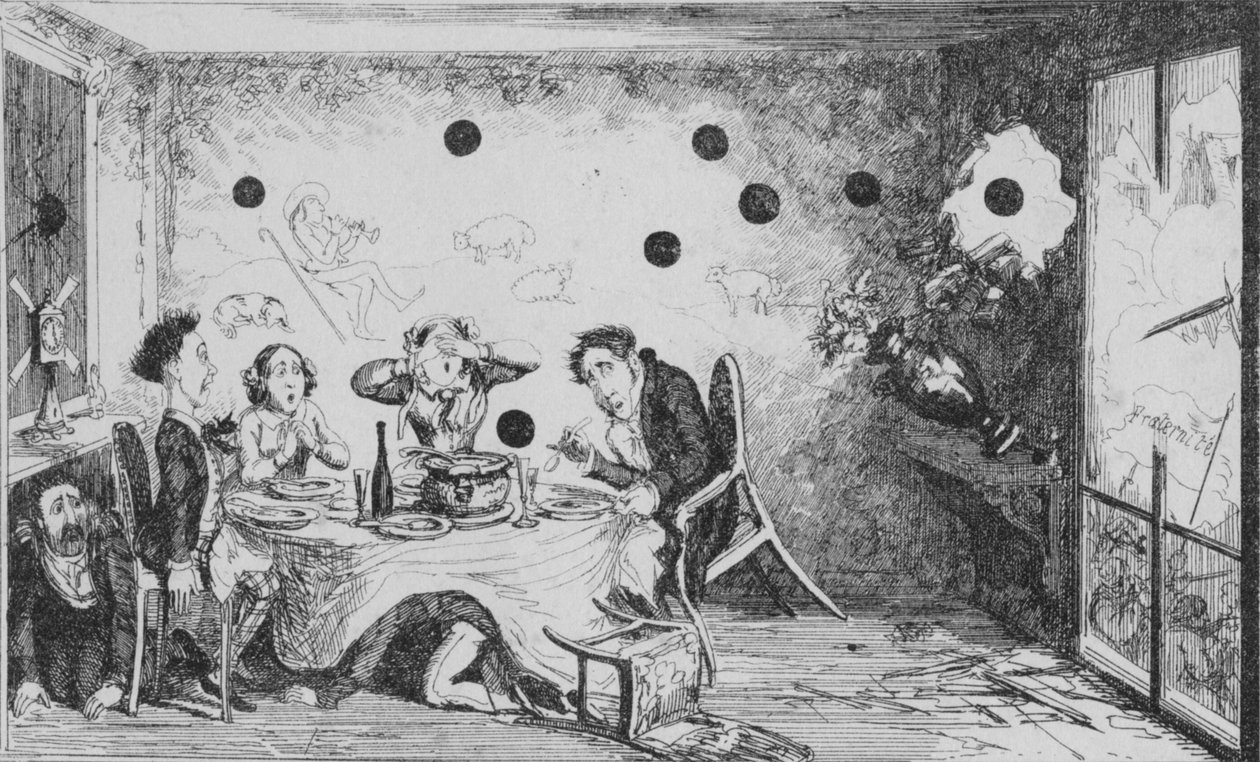 Přerušená anglická večeře v Paříži, c1849. od George Cruikshank