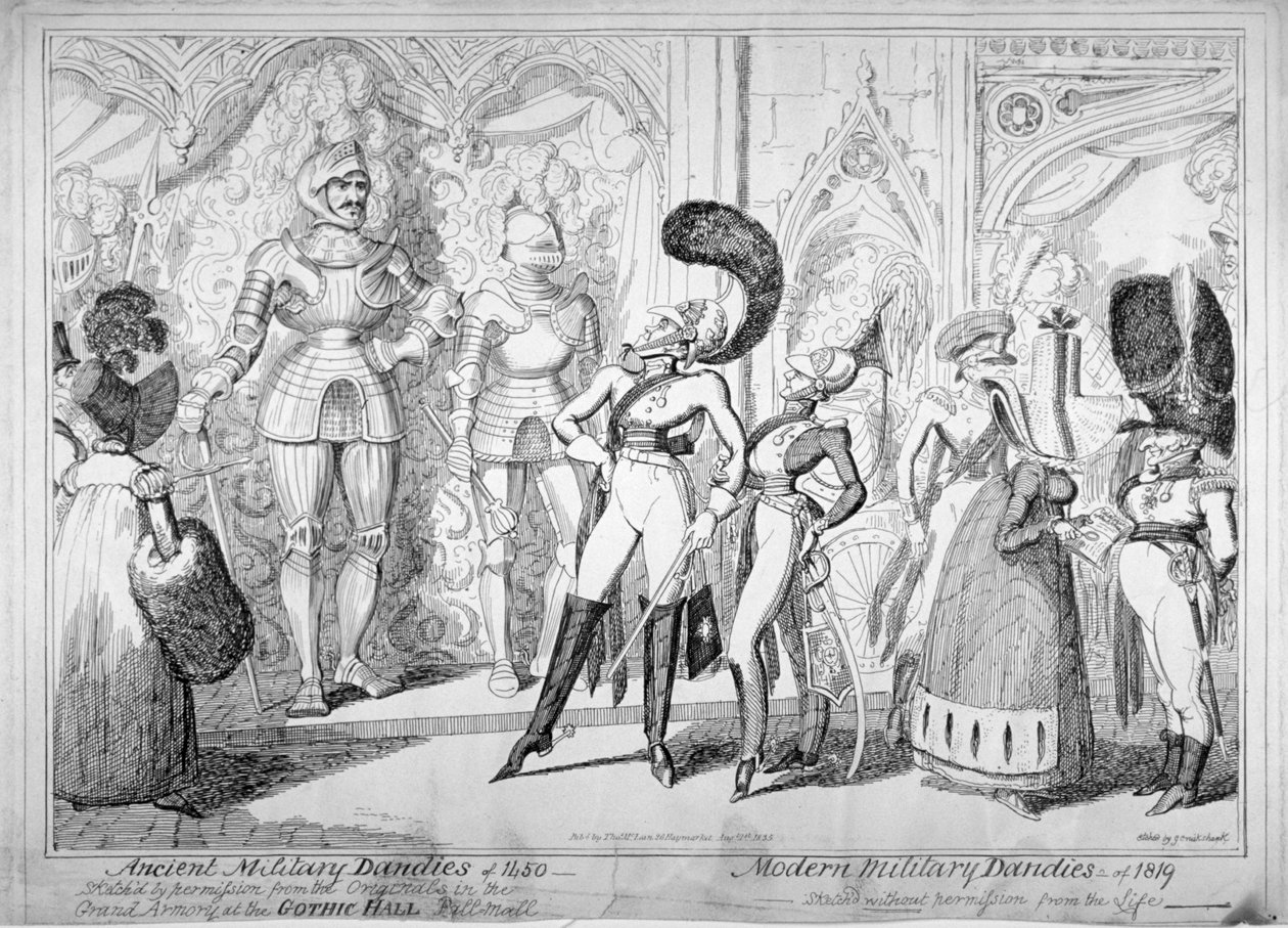 Starověcí a moderní vojenští dandies, 1835. od George Cruikshank