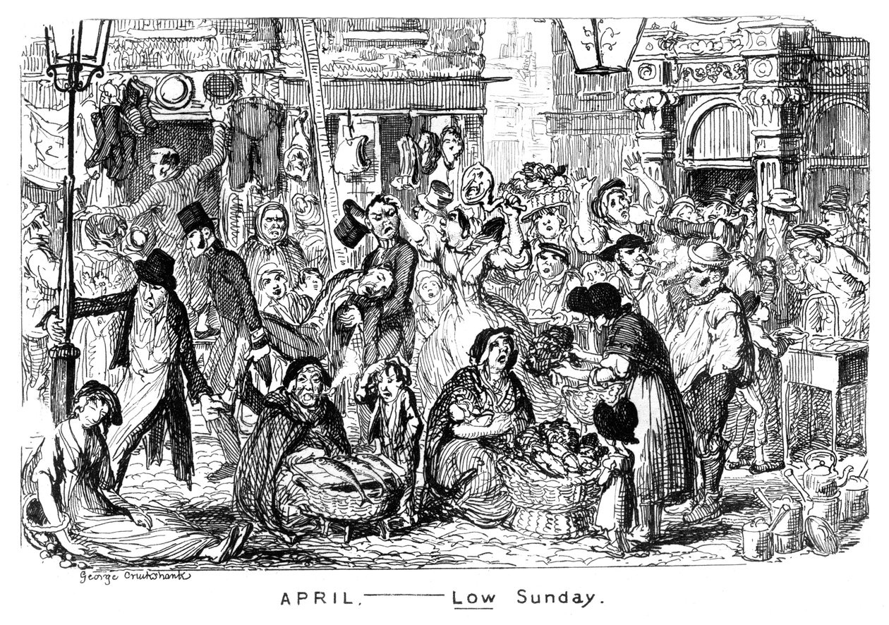 Duben – Nízká neděle, 19. století. od George Cruikshank