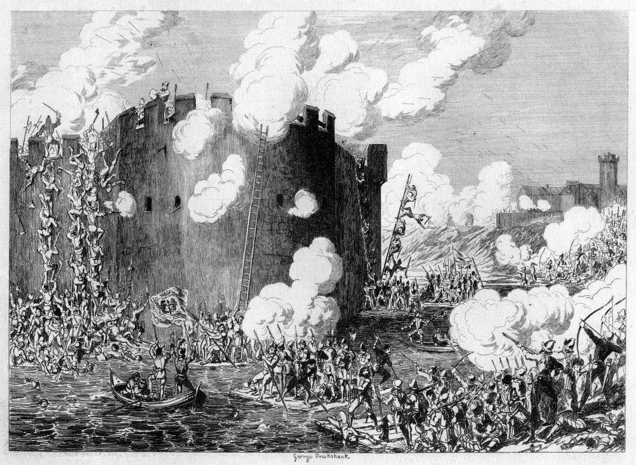 Útok na mosaznou horu Lord Guilford Dudley, 1554 1840 od George Cruikshank