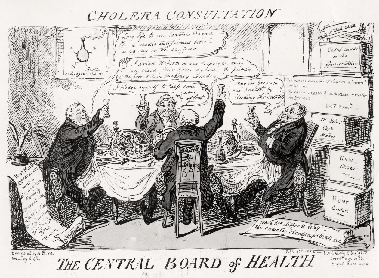 Konzultace o choleře v Ústřední zdravotní radě, zveřejněno 27. února 1832 od George Cruikshank