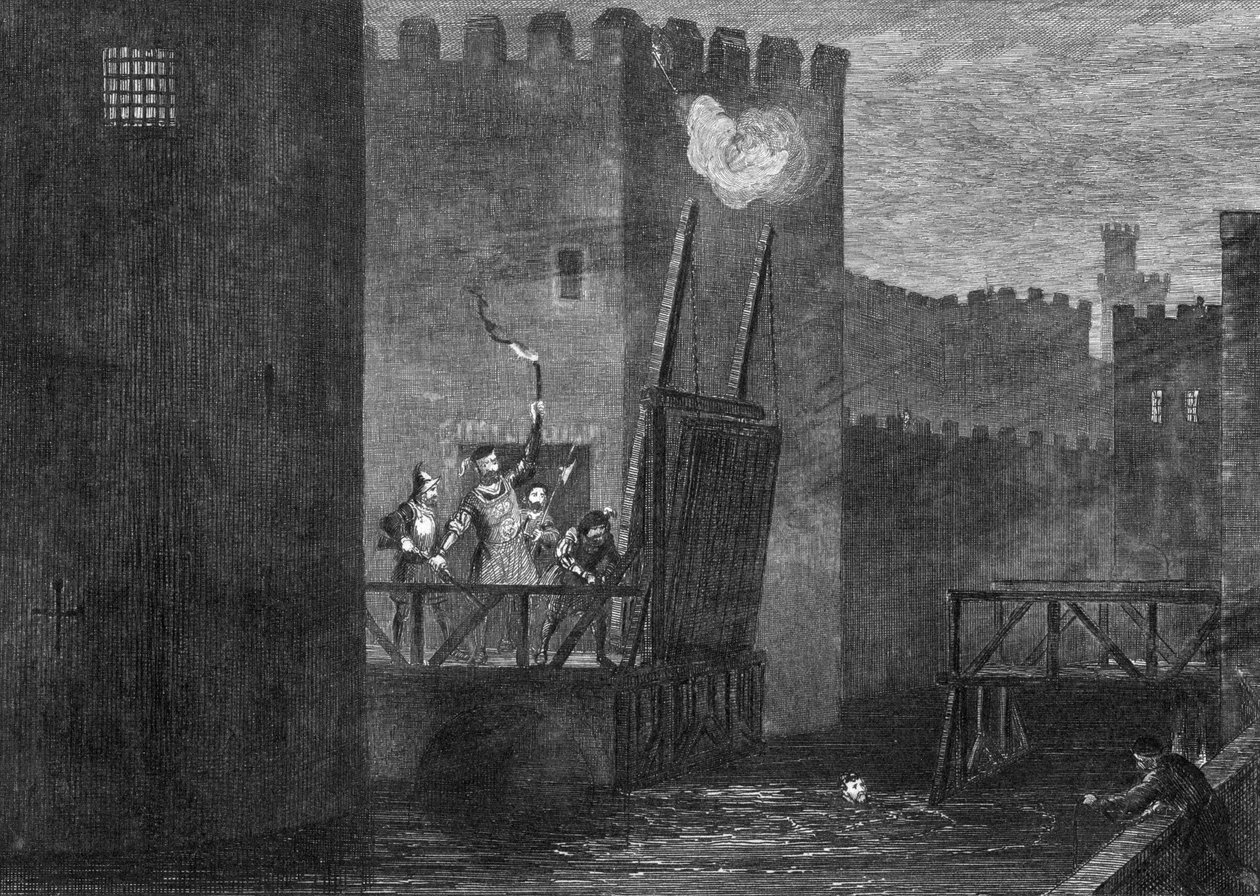 Courtenays útěk z věže, 1840 od George Cruikshank