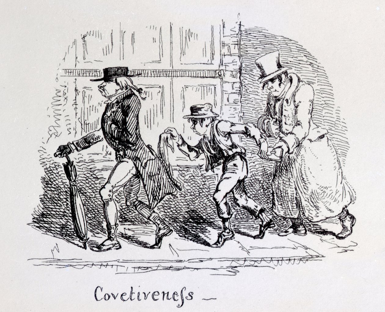 Covetiveness z frenologických ilustrací, 1826 od George Cruikshank