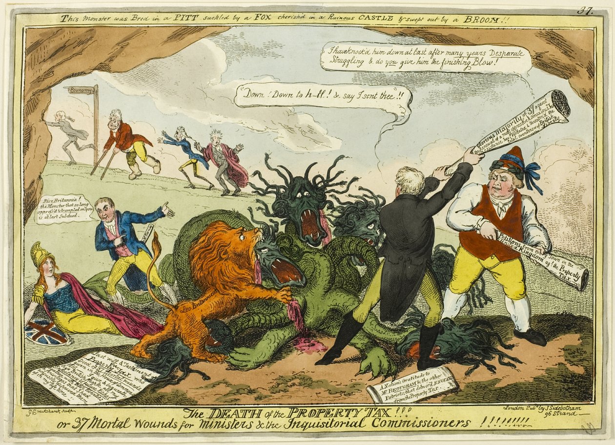 Smrt daně z nemovitosti!! od George Cruikshank