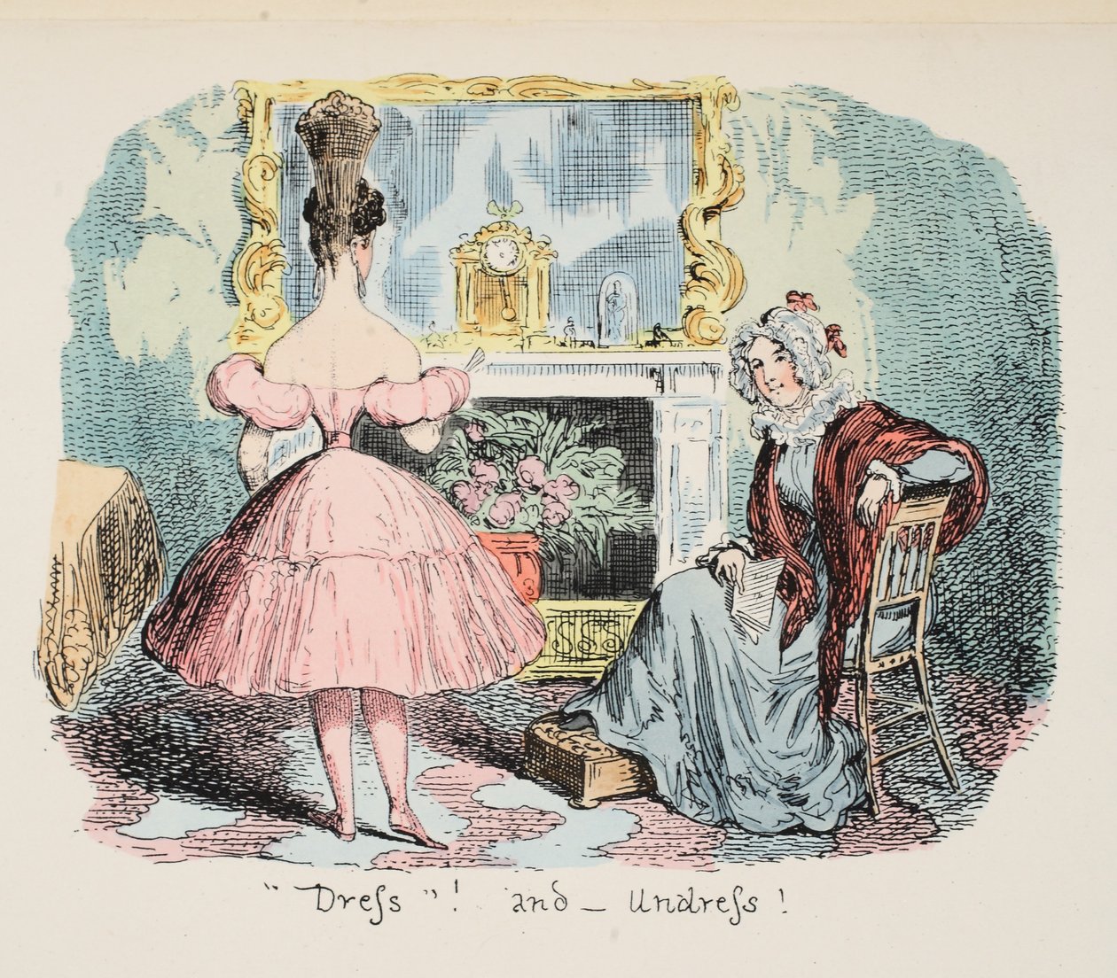 Oblékání a svlékání, hospoda. 1832 (Ručně kolorovaná rytina) od George Cruikshank