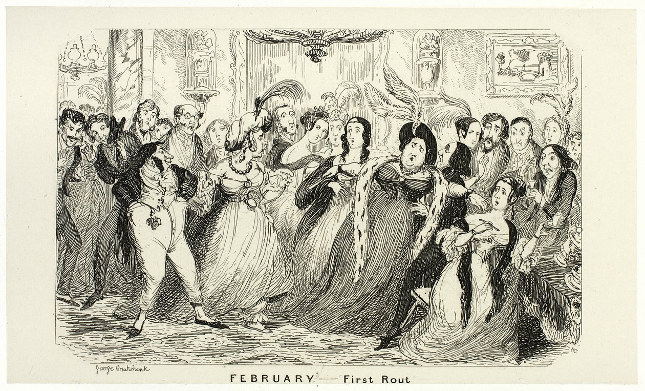 Únor - První výtisk z ocelorytu George Cruikshanka do komiksových almanachů: 1835-1853 od George Cruikshank