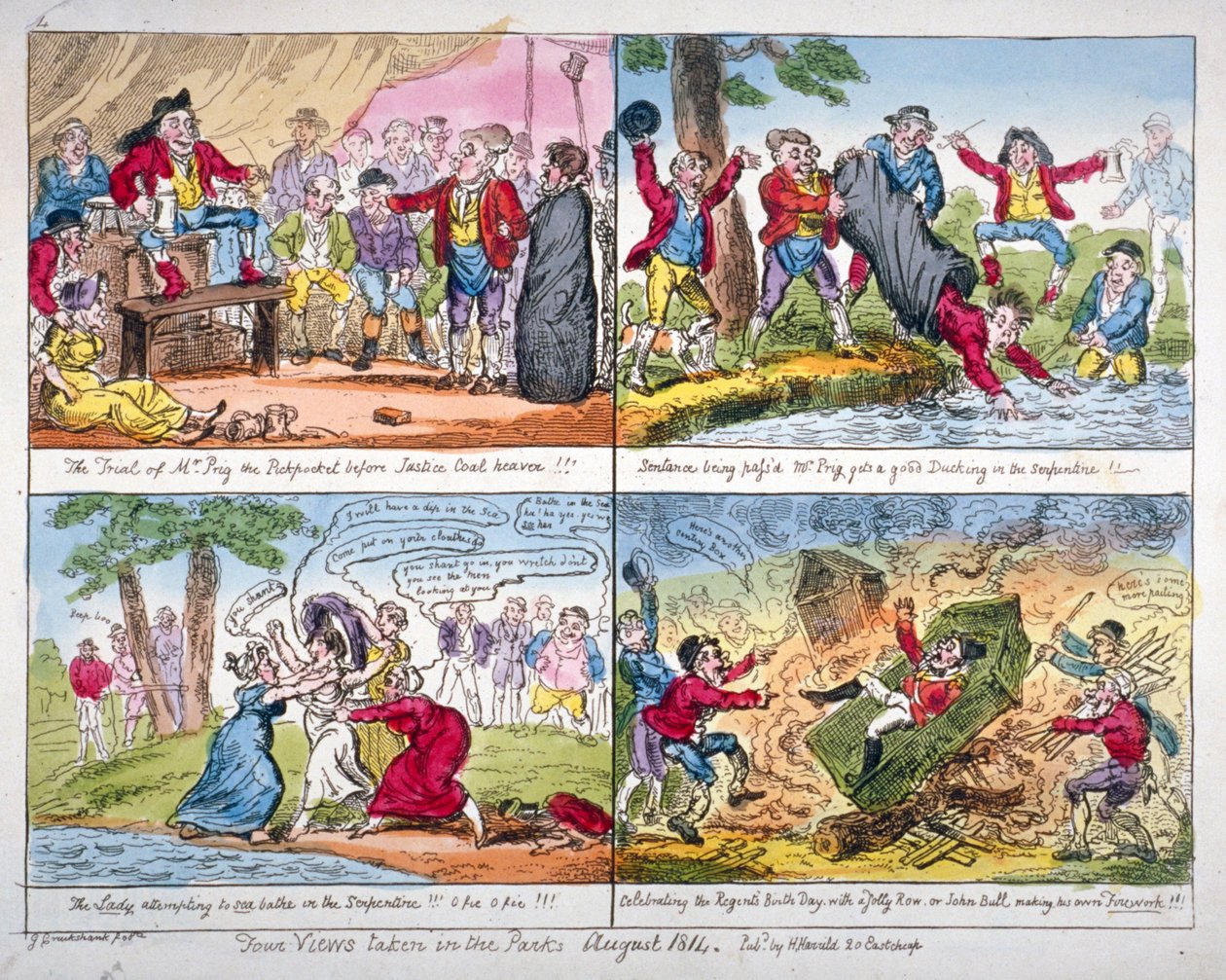 „Čtyři pohledy pořízené v parcích“, 1814 od George Cruikshank
