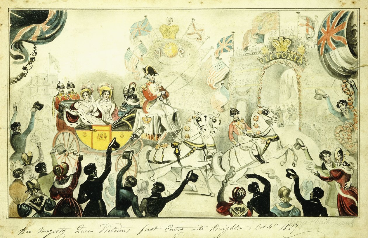První vstup Jejího Veličenstva královny Viktorie do Brightonu 4. října 1837, 1837 od George Cruikshank