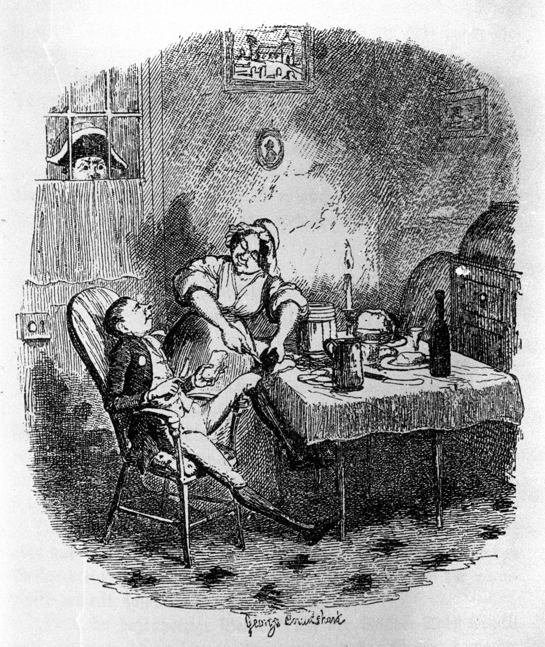 Ilustrace pro „“ Oliver Twist““ (Olivier) od Charlese Dickense (1812-1870), od George Cruikshanka (1792-1878). od George Cruikshank