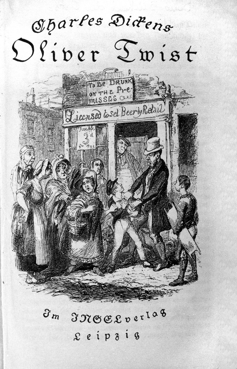 Ilustrace pro „“ Oliver Twist““ (Olivier) od Charlese Dickense (1812-1870), od George Cruikshanka (1792-1878). od George Cruikshank