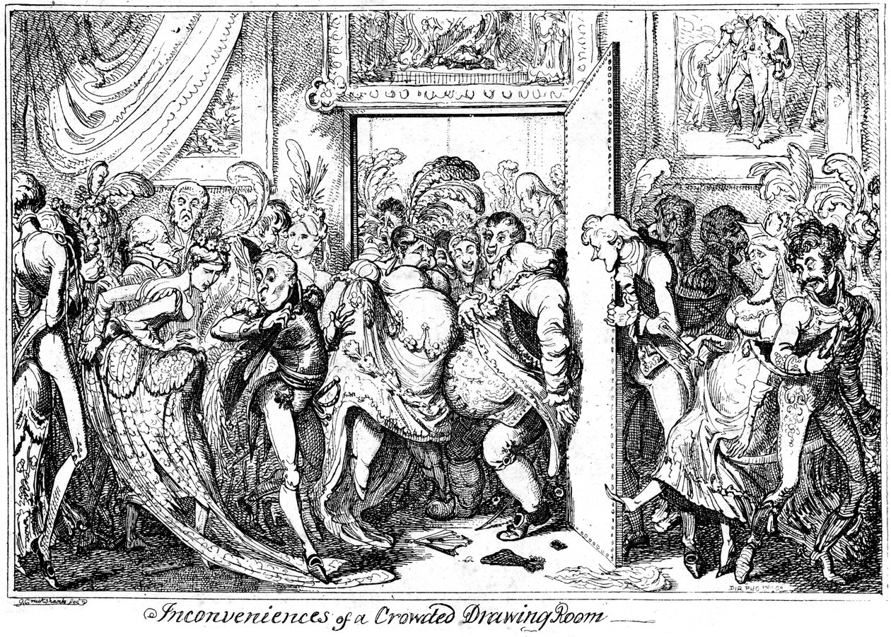 Nepříjemnost přeplněného salonu, 1818. od George Cruikshank