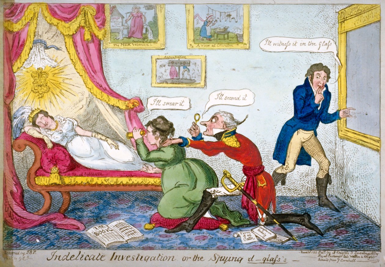 „Nečinné vyšetřování nebo špionážní D-sklo“, 1813 od George Cruikshank