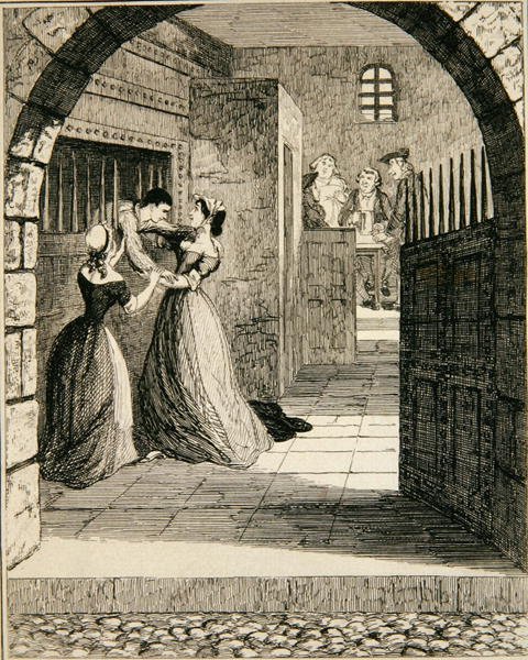 Jack na útěku z odsouzené cely ve věznici Newgate, ilustrace z 