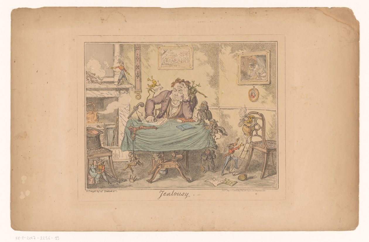 Jaloezie Žárlivost (název na předmětu) od George Cruikshank