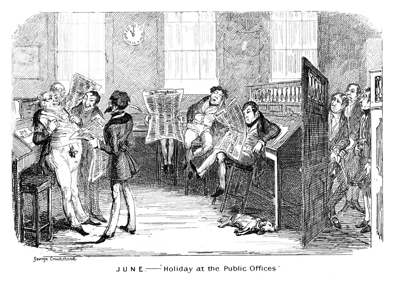 Červen - Prázdniny na veřejných úřadech, c1836. od George Cruikshank